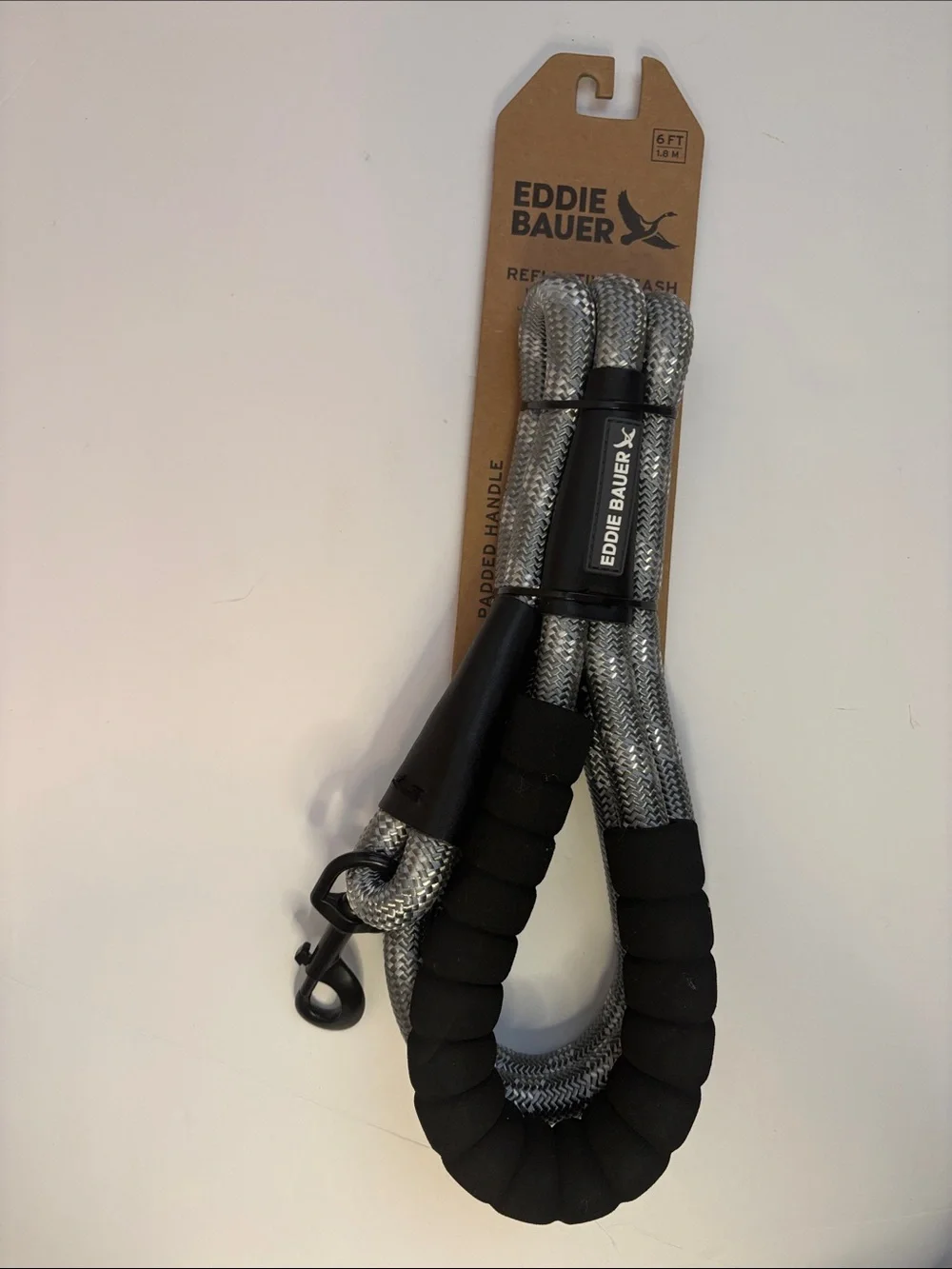Eddie Bauer Black and Gray Reflective Leash with Padded Comfort Handle